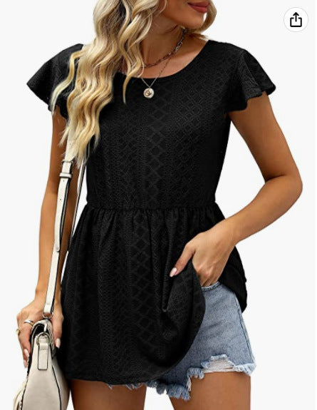 Damen Sommerliches Blusenshirt mit Rüschendetails EB