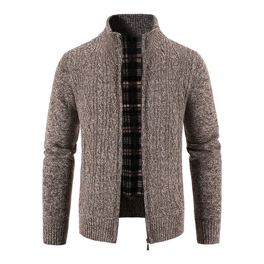 Herren Strickjacke mit hochschließendem Kragen und strukturiertem Design EB