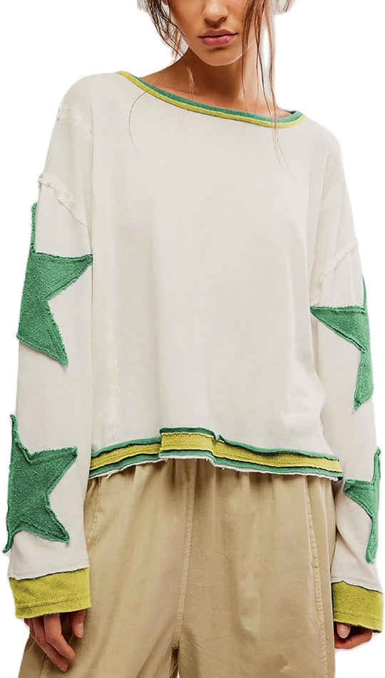 Damen lässiger Pullover mit Sternen-Design EB