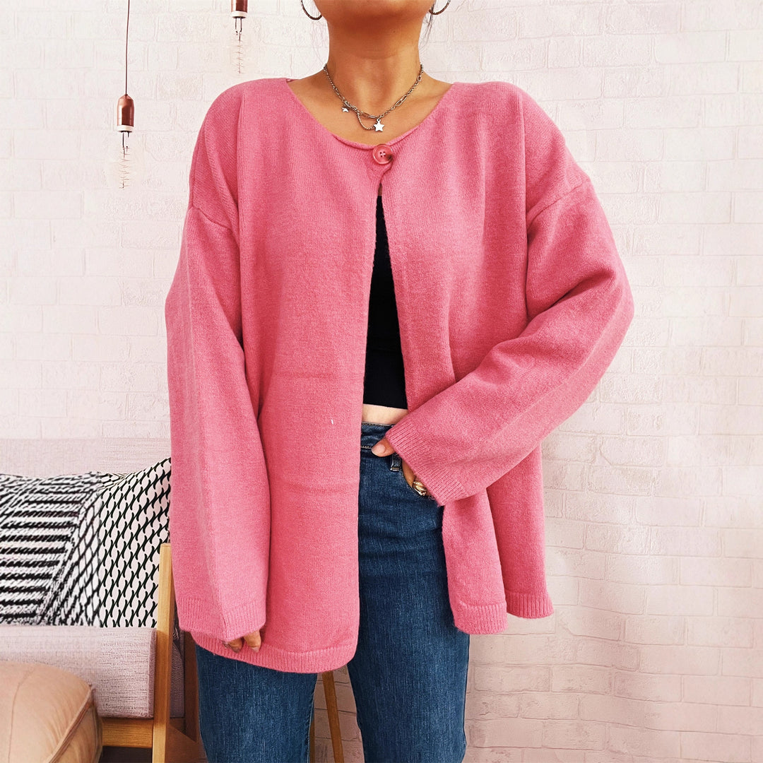 Damen lässiger Strickcardigan mit offenem Schnitt und weichen Materialien EB