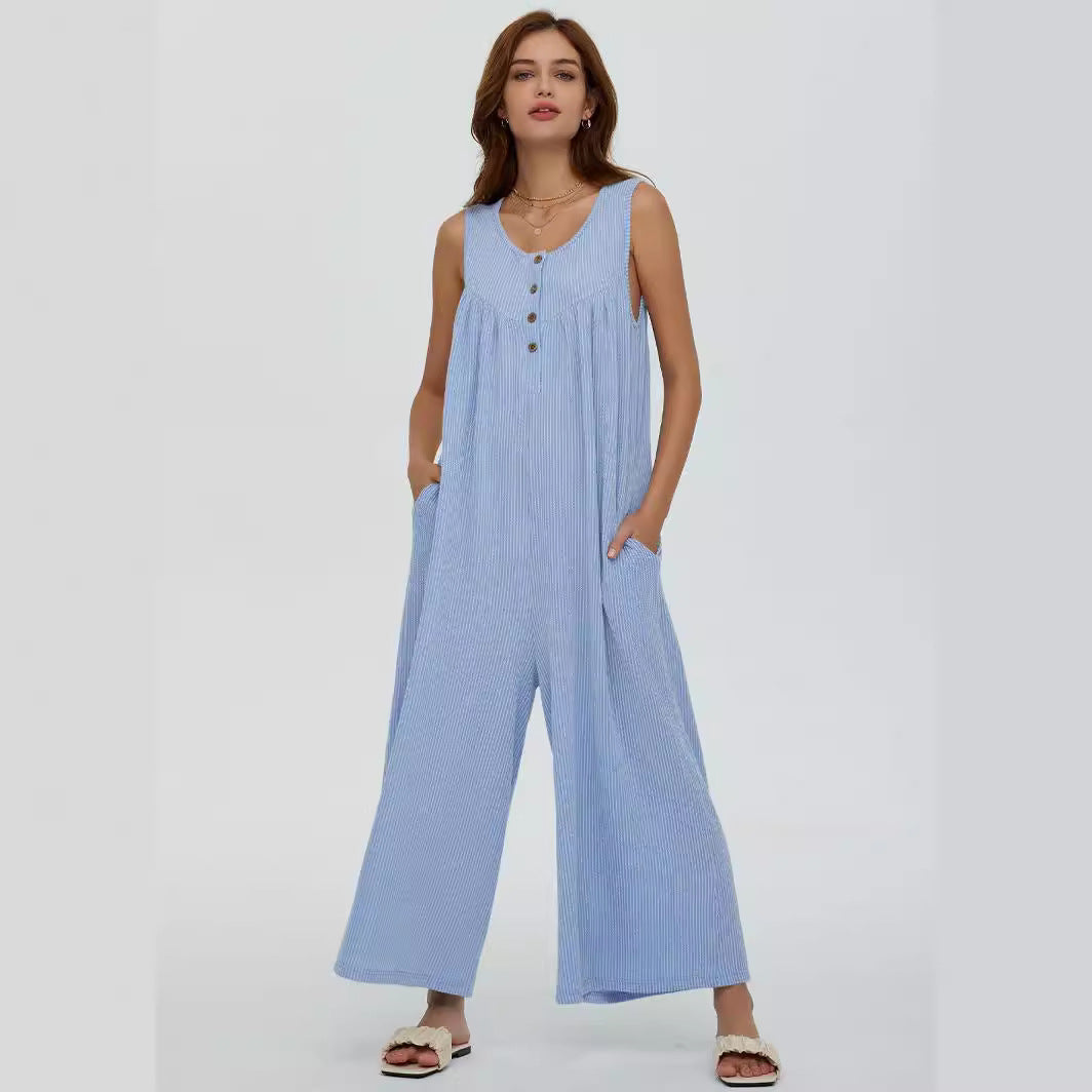 Damen Freizeit-Overall mit tiefem Ausschnitt und praktischen Taschen EB
