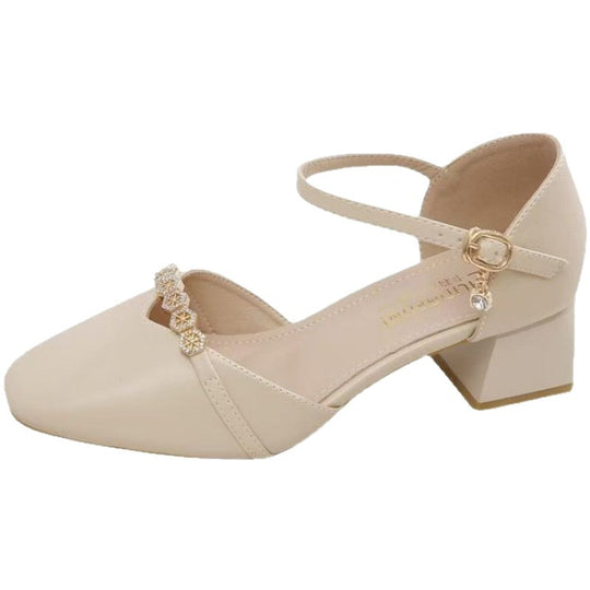 Damen Elegante Blockabsatz-Pumps mit Schmuckverzierung EB