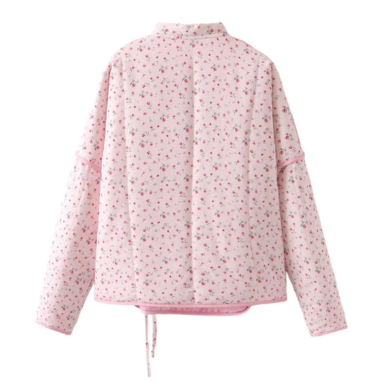 Damen Bluse im Kimono-Stil mit floralen Mustern und Bindegürtel EB