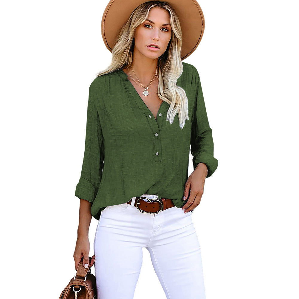 Damen Leichte und luftige Bluse mit Knopfleiste EB