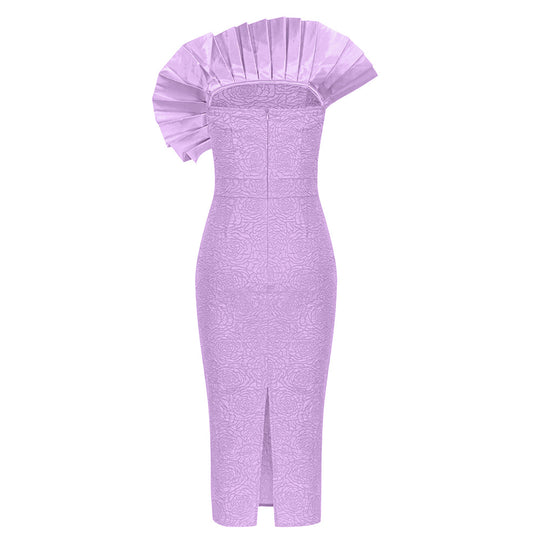 Damen Elegantes Midikleid mit voluminösem Rüschendesign EB