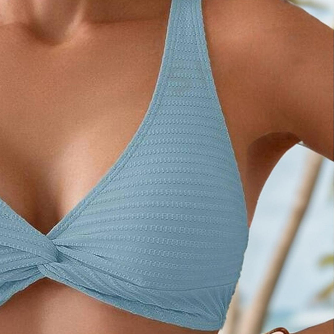 Damen Triangel-Bikini mit gewickeltem Oberteil und Rippendesign EB