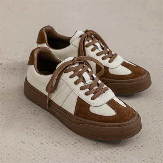 Damen Trendige Freizeit Sneakers mit hochwertiger Leder- und Wildleder-Kombination EB