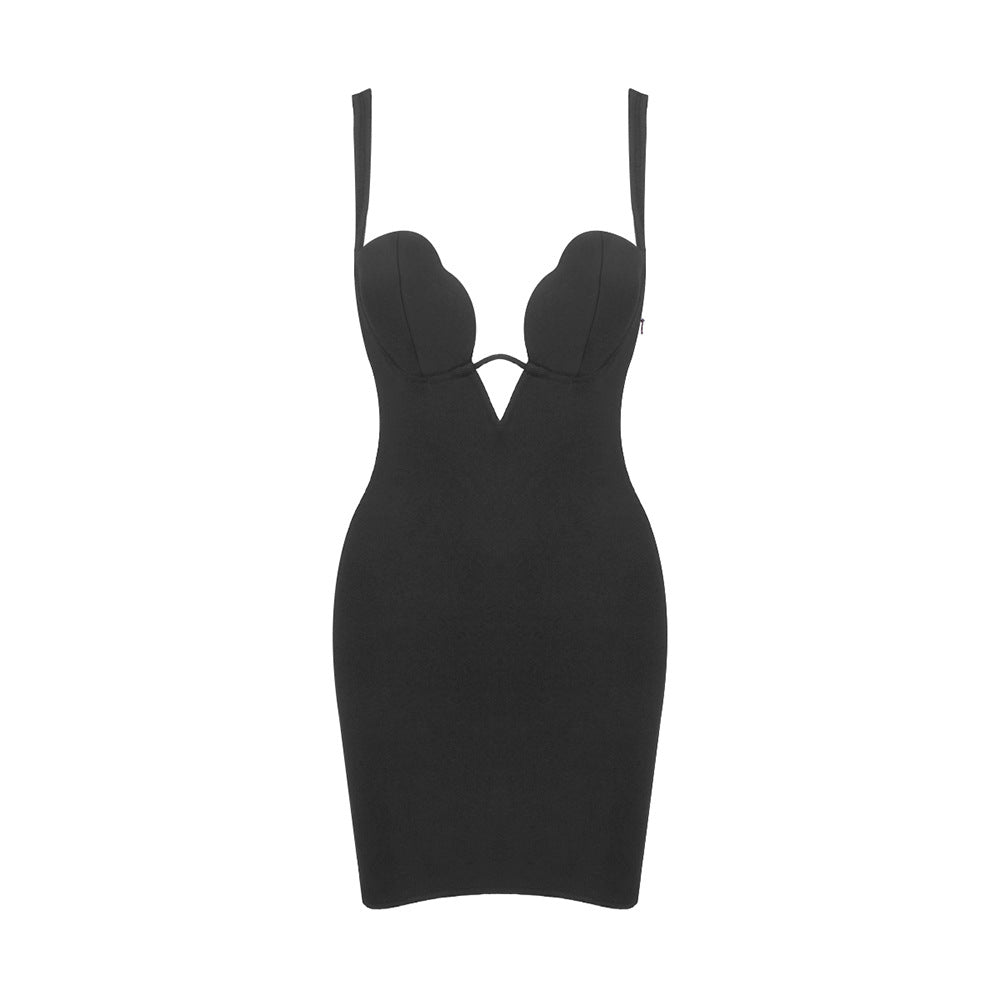 Damen figurbetontes Kleid mit V-Ausschnitt EB
