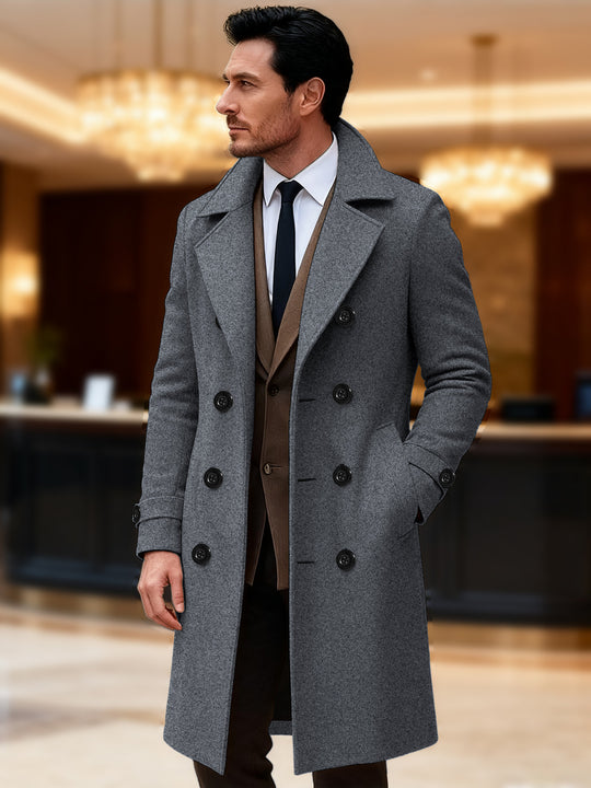 Herren eleganter doppelreihiger Wollmantel EB