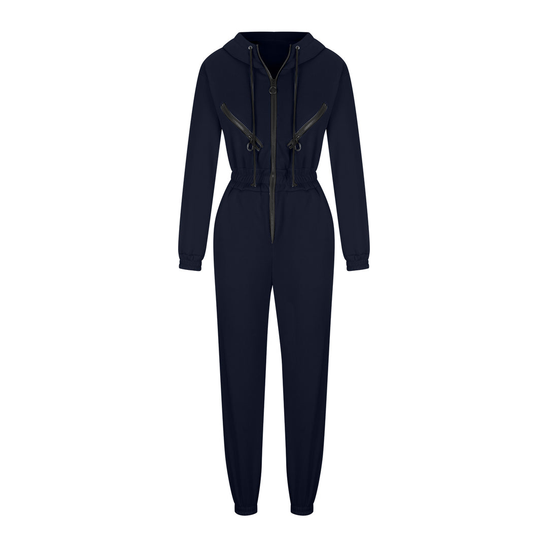 Damen nan kurzes Halbzip-Loungewear-Set mit elastischem Taillenbund und oversized Schnitt EB