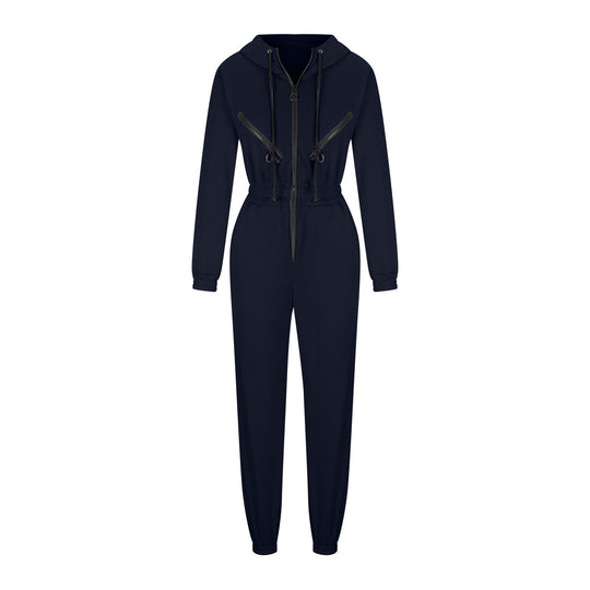 Damen nan kurzes Halbzip-Loungewear-Set mit elastischem Taillenbund und oversized Schnitt EB
