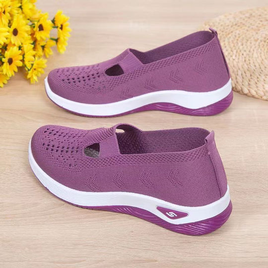 Damen Sportliche Slip-On Sneakers mit atmungsaktivem Strickmaterial EB
