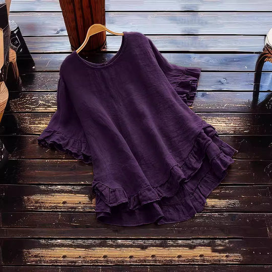 Damen lässiges Oberteil mit Rüschendetails und weit geschnittenem Design EB