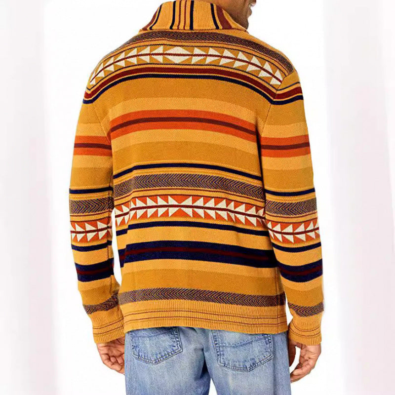Herren Strickjacke mit geometrischem Muster und praktischen Taschen EB