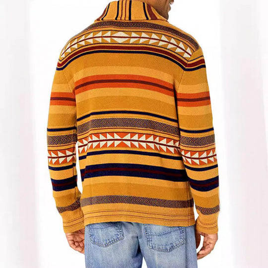 Herren Strickjacke mit geometrischem Muster und praktischen Taschen EB