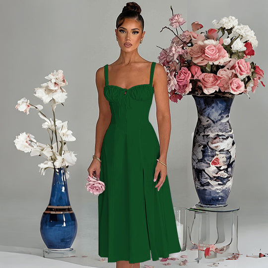 Damen elegante A-Linien Kleid mit charmanten Rüschendetails EB