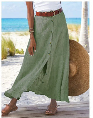 Damen Maxikleid mit Knopfleiste und fließendem Schnitt EB