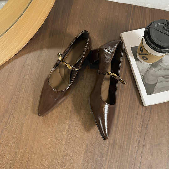 Damen Elegante Pumps mit modischem Riemen und komfortablem Blockabsatz EB