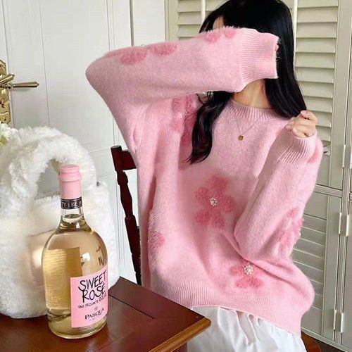 Damen Weicher Strickpullover mit strukturiertem Applikationsdesign EB