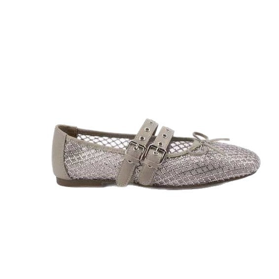 Damen Ballerinas mit doppeltem Riemen und funkelnder Optik EB