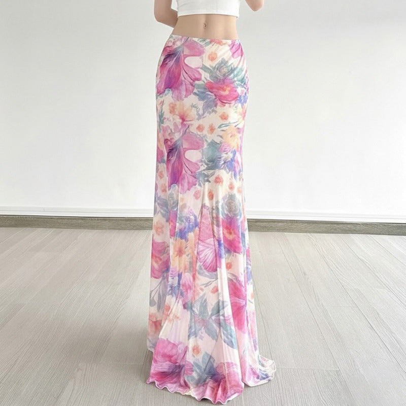 Damen Maxi-Rock mit floralen Mustern und fließendem Schnitt EB