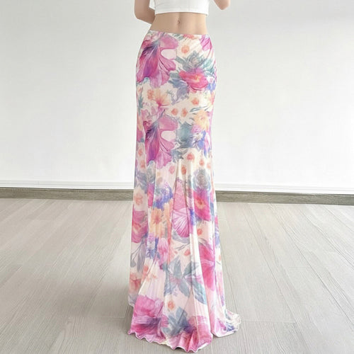 Damen Maxi-Rock mit floralen Mustern und fließendem Schnitt EB