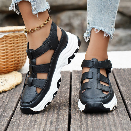 Damen  sportive Plateau-Sandalette im Sneakerstil mit verstellbaren Riemen und dämpfender EVA-Sohle EB
