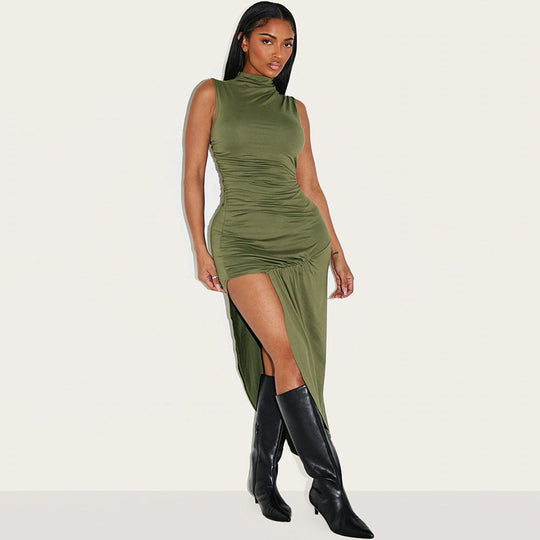 Damen Elegantes Wickelkleid mit asymmetrischem Saum EB