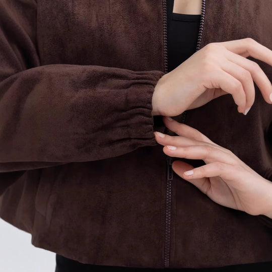 Damen Modische Kunstlederjacke im lässigen Schnitt mit Reißverschluss EB