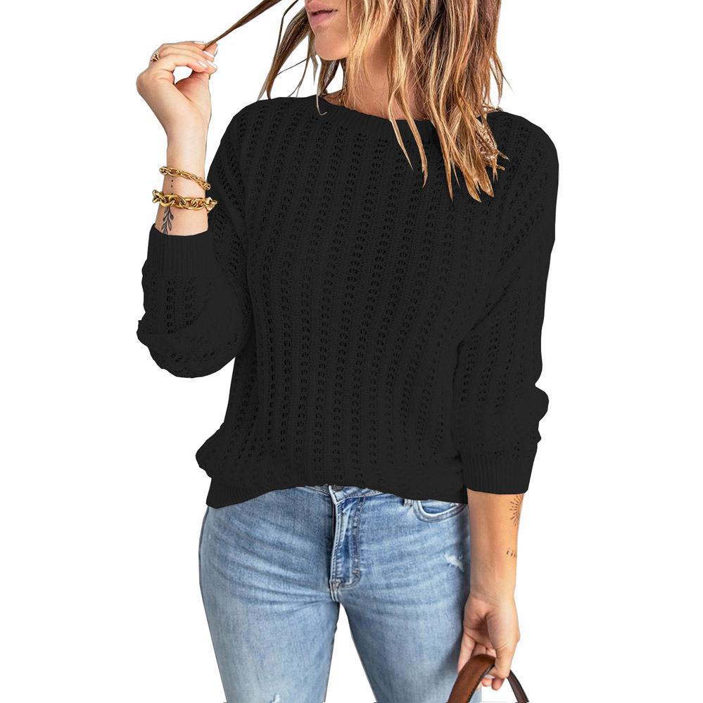 Damen Grobstrickpullover mit luftiger Struktur und modischem Schnitt EB