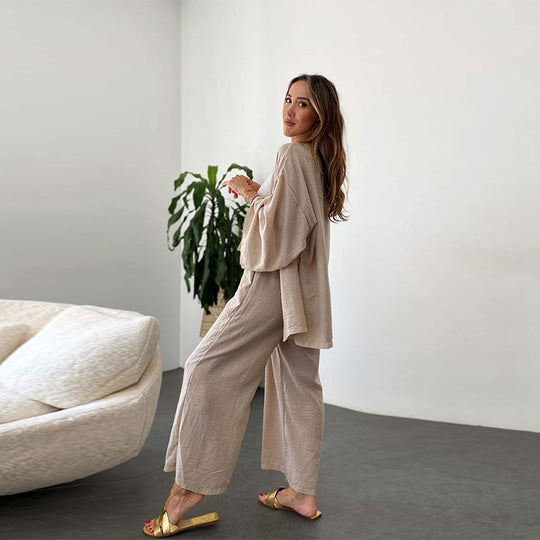 Damen lässiges 2-in-1 Set aus Hoody und weitem Hosen EB