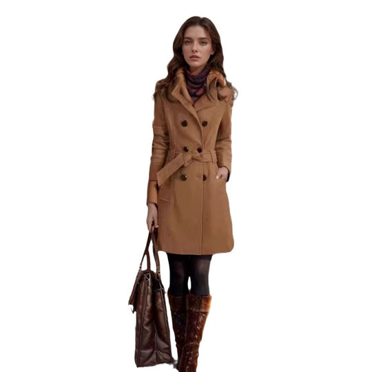 Damen Eleganter Trenchcoat mit Satin-Finish EB