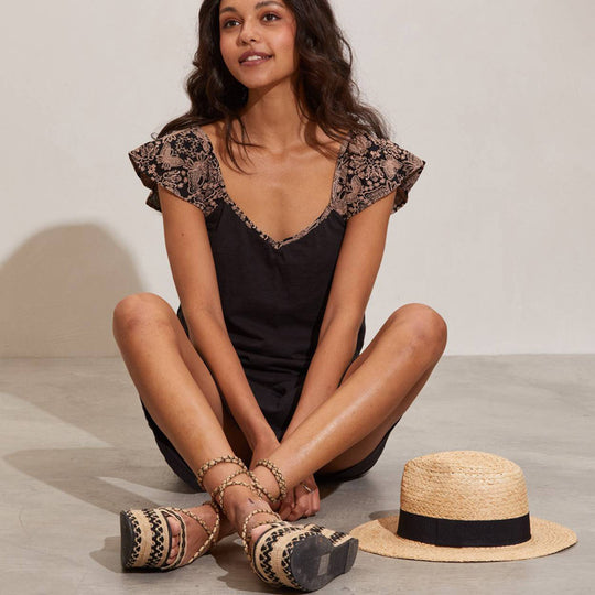 Damen Sommerliches Kleid mit Spitzen-Ärmeldetails EB