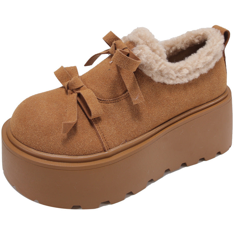 Damen Komfortable Plateau-Schuhe mit weichem Lammfell-Design EB