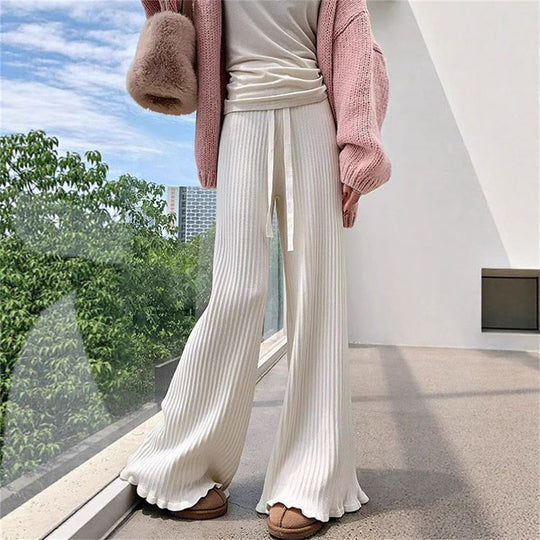 Damen Fließende Strickhose mit weichem Material und elegantem Saum EB