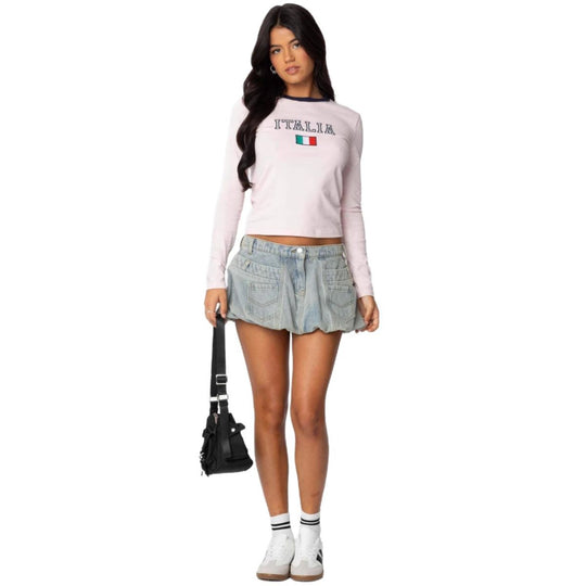Damen Langarmshirt mit grafischem Print und schmalem Schnitt EB