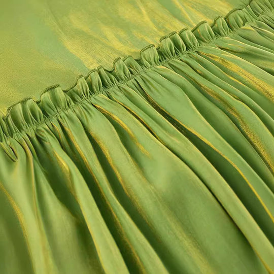 Damen Midi-Kleid mit eleganten Puffärmeln und raffiniertem Rüschenabschluss EB