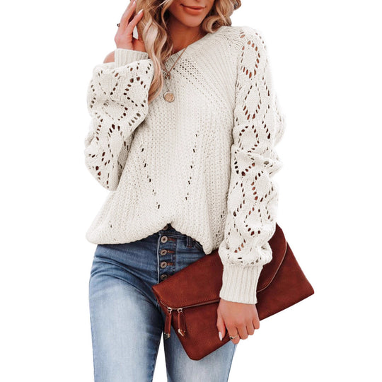 Damen Grobstrickpullover mit strukturiertem Muster und weitem Schnitt EB