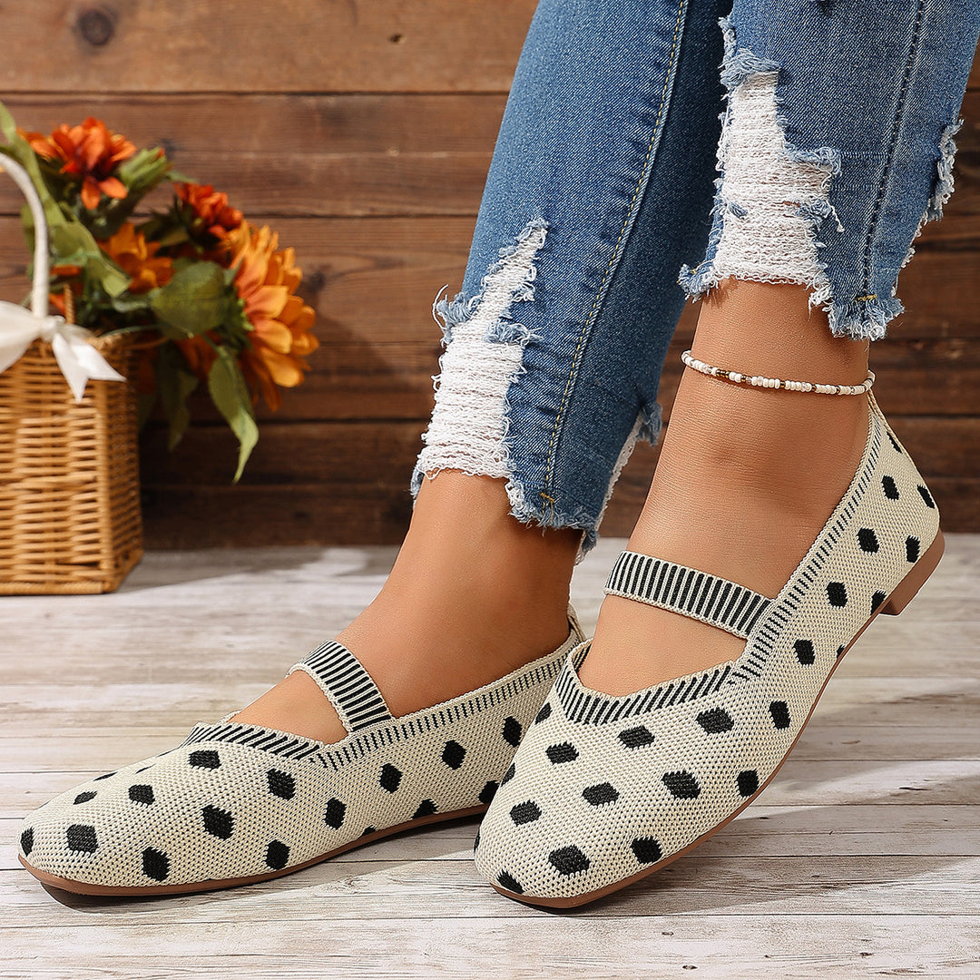 Damen Ballerinas mit elastischem Riemen und Polka-Dots EB