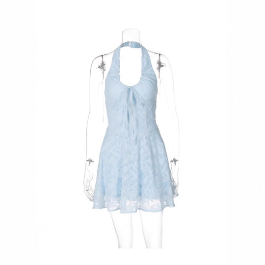 Damen Halterneck-Minikleid aus feiner Spitze EB