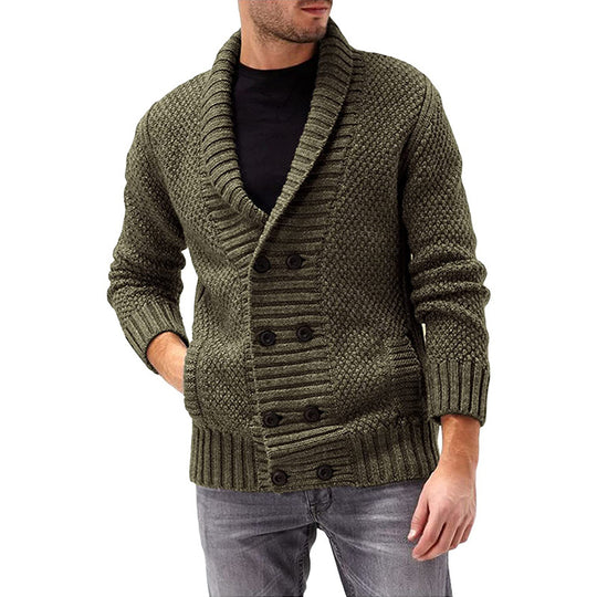 Herren Strickjacke mit doppelter Knopfleiste und modernem Strukturdesign EB