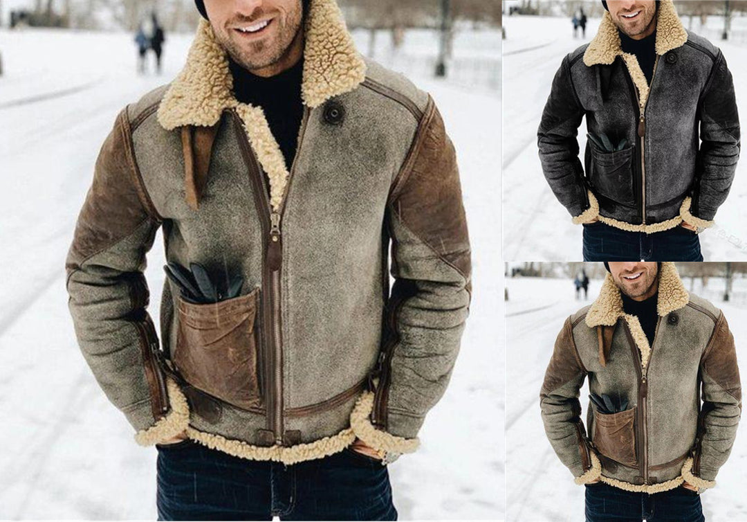 Herren Wool-Lederjacke mit warmem Innenfutter EB