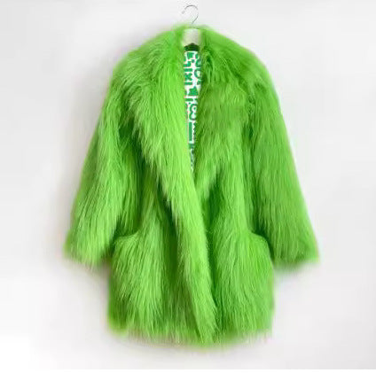 Damen Flauschiger Kunstpelzmantel im modernen Design EB