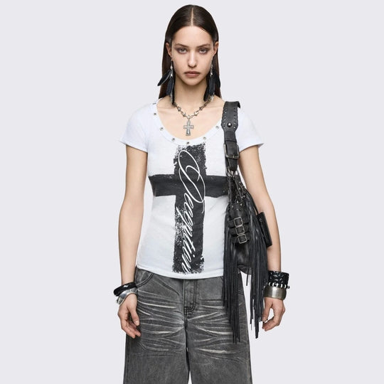 Damen Stylisches Shirt mit kreativem Grafikdesign EB