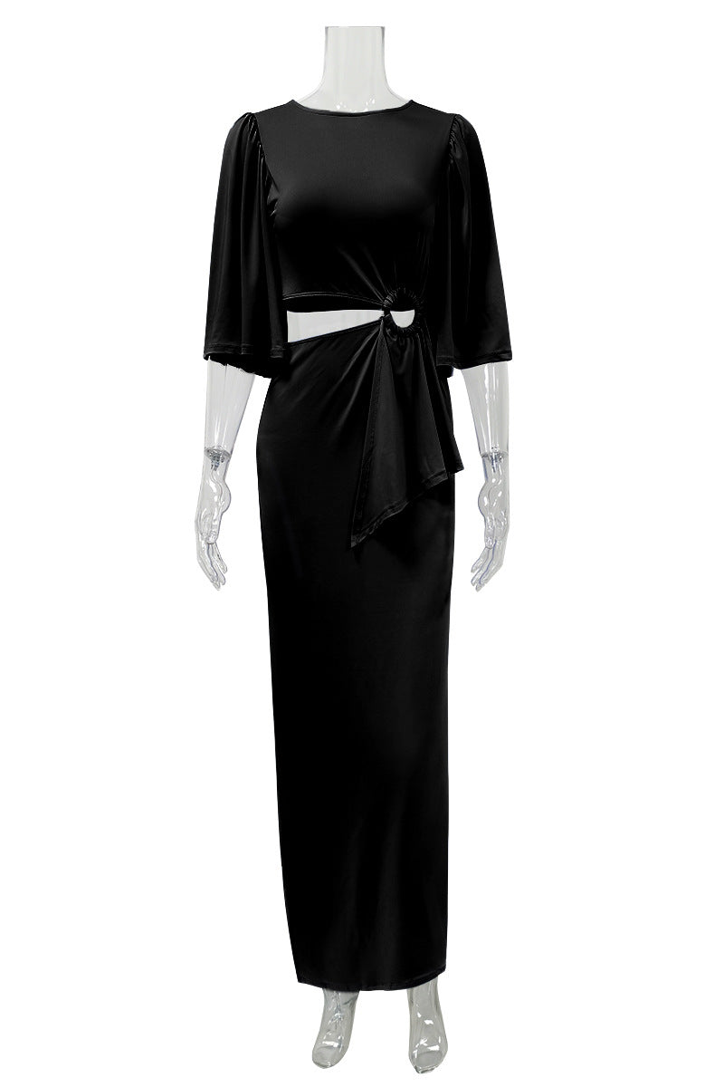 Damen elegantes Maxikleid mit raffiniertem Drapierungsdetail EB