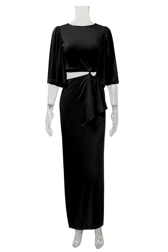 Damen elegantes Maxikleid mit raffiniertem Drapierungsdetail EB
