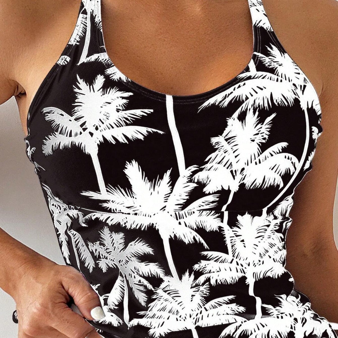 Damen Sportliches Tankini-Set mit verstellbaren Seitenschnüren EB