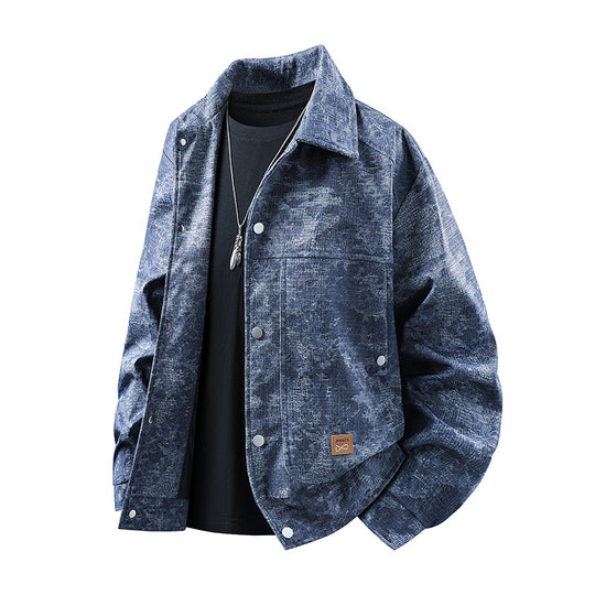 Herren samtartige Cord-Overshirt mit aufgesetzten Taschen und Druckknopfblende EB