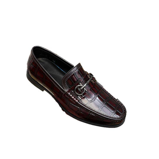 Herren Mokassin aus elegantem Leder mit glänzendem Kroko-Design EB