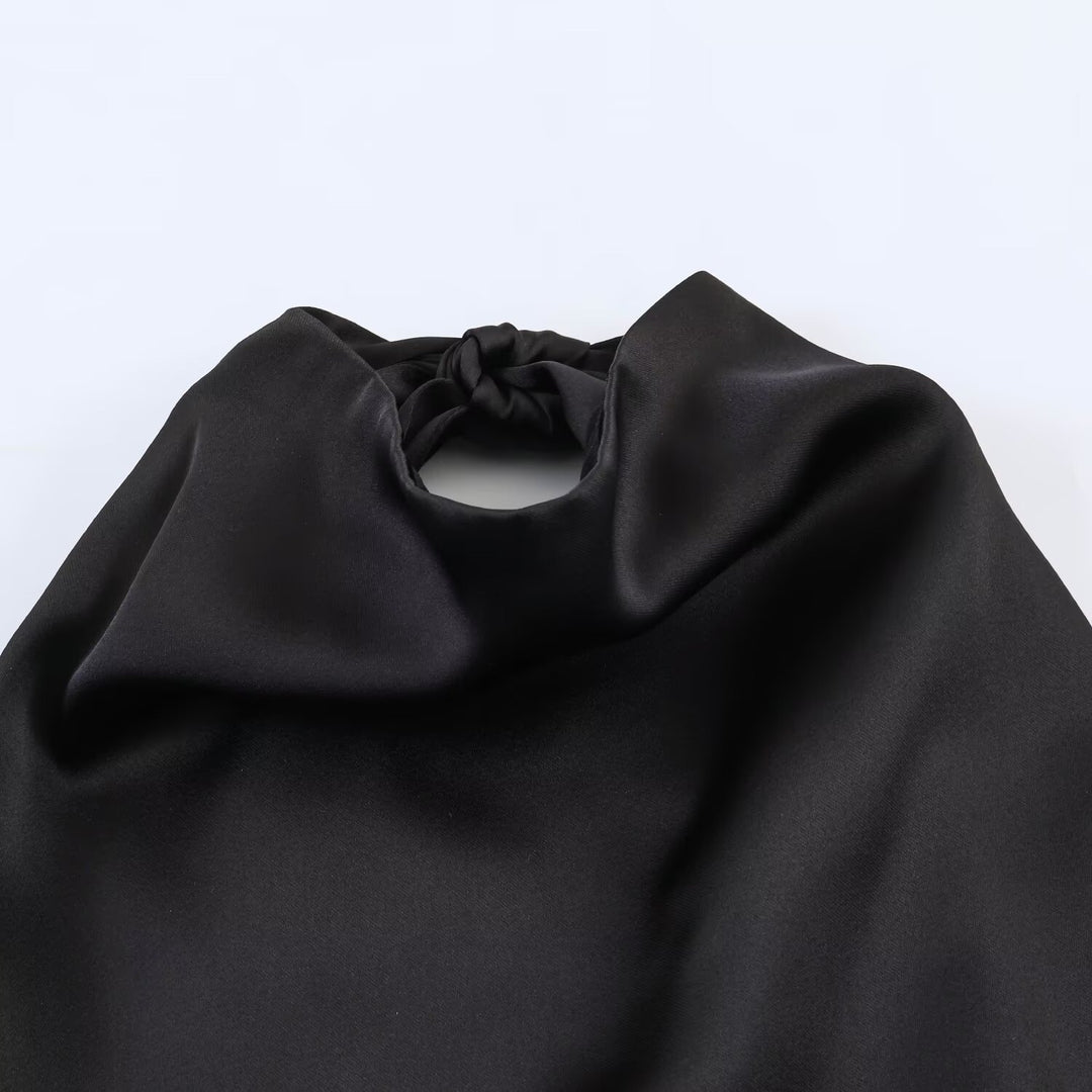 Damen asymmetrisches Satin Kleid EB